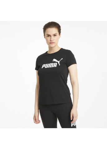 Чорна всесезон футболка essentials logo women's tee Puma