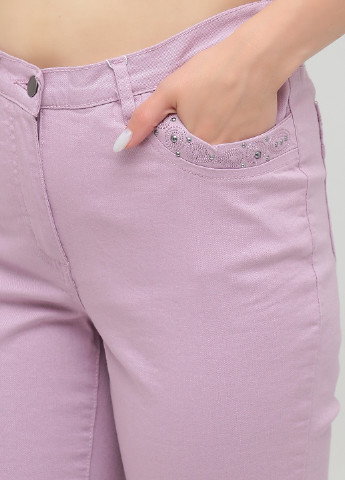 Штани Long Island прямі однотонні бузкові джинсові бавовна