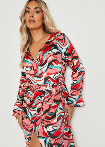 Комбінована кежуал сукня на запах Boohoo з абстрактним візерунком