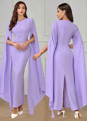 Світло-фіолетова вечірня сукня сукня-кейп, футляр SHEIN однотонна