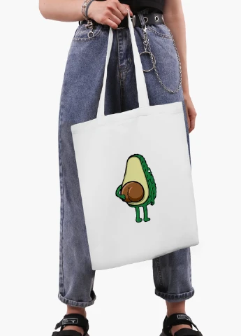 Эко сумка шоппер белая Авокадо (Avocado) (9227-2032-WT2) Еко сумка шоппер біла 41*35 см MobiPrint (219151159)