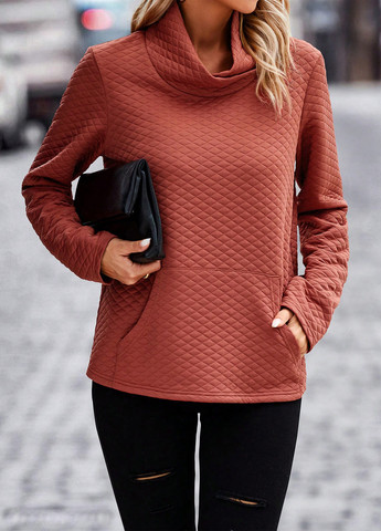 Теракотовий світшот SHEIN однотонний без декору (333365935)