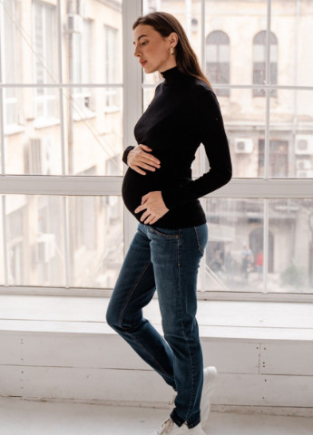 Стильные синие джинсы для беременных прилегающего силуэта с бандажным животиком To Be - (239788271)