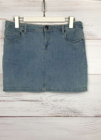 Голубая джинсовая однотонная юбка Cache Cache