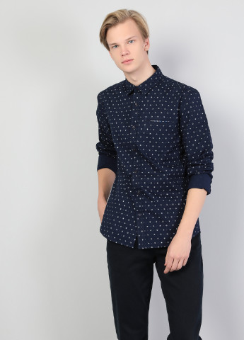 Темно-синяя кэжуал рубашка с абстрактным узором Colin's