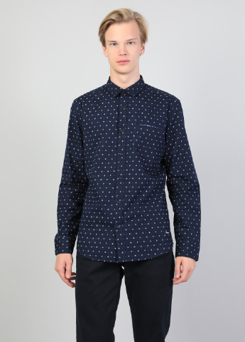 Темно-синяя кэжуал рубашка с абстрактным узором Colin's