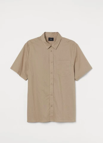 Бежевая рубашка однотонная H&M