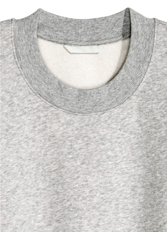 Свитшот H&M - Прямой крой меланж серый кэжуал байка, хлопок - (192659700)