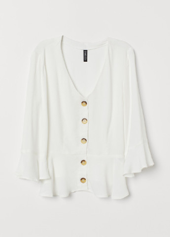 Молочна блуза з баскою H&M