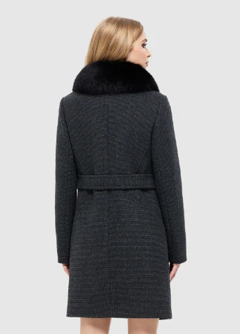 Чорне зимнє Пальто (хутро песця) DANNA
