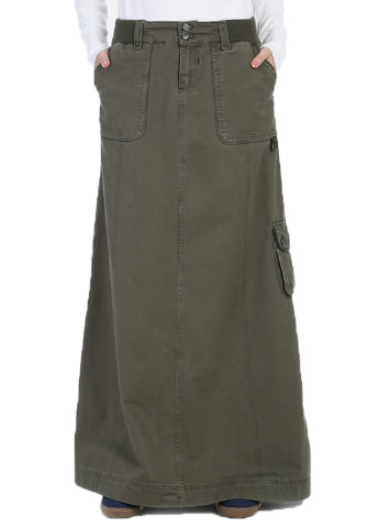 Оливковая (хаки) кэжуал однотонная юбка Яavin макси