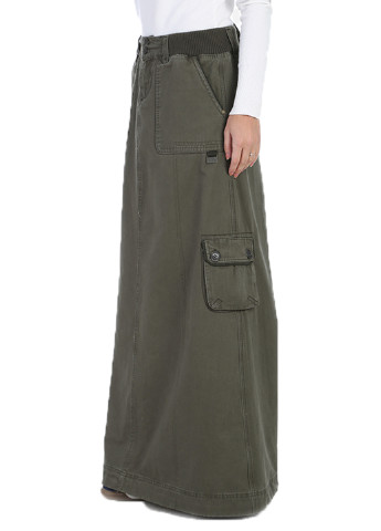 Оливковая (хаки) кэжуал однотонная юбка Яavin макси