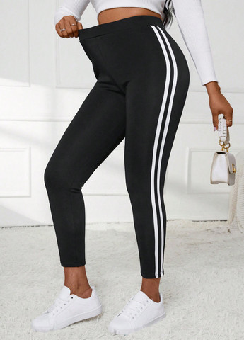 Черные демисезонные леггинсы SHEIN