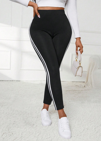 Черные демисезонные леггинсы SHEIN