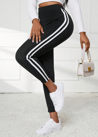 Черные демисезонные леггинсы SHEIN