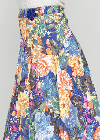 Синяя кэжуал цветочной расцветки юбка Sassofono миди