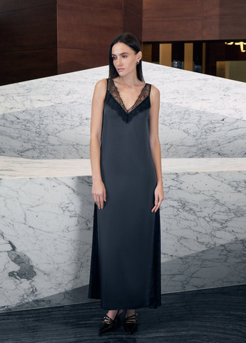 Темно-серое кэжуал платье платье-комбинация Gepur однотонное
