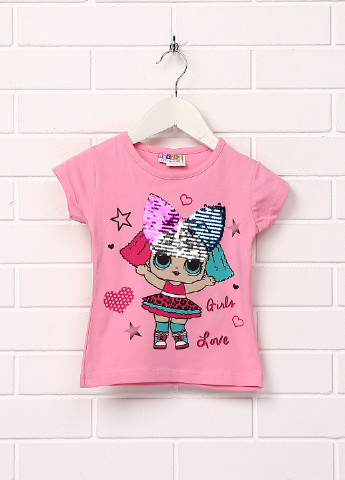 Розово-лиловая летняя футболка с коротким рукавом Hacali Kids