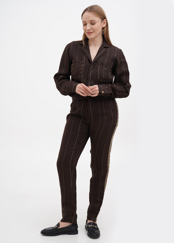 Комбинезон Ralph Lauren комбинезон-брюки полоска коричневый кэжуал лен