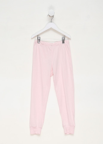 Штани H&M джогери однотонні світло-рожеві домашні бавовна, трикотаж