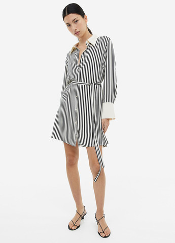 Чорно-білий кежуал сукня сорочка H&M в смужку