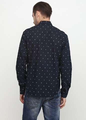 Темно-синяя кэжуал рубашка с геометрическим узором Vailent
