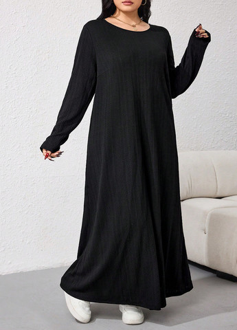 Чорна святковий, кежуал сукня а-силует, сукня светр SHEIN однотонна