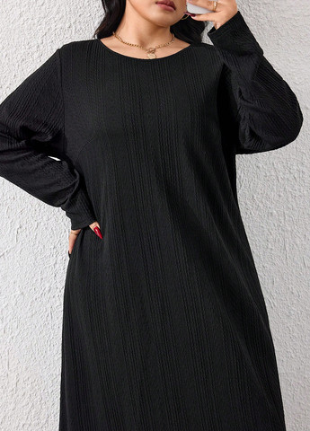 Чорна святковий, кежуал сукня а-силует, сукня светр SHEIN однотонна