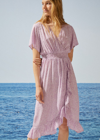 Светло-фиолетовое пляжное платье на запах Women'secret с животным (анималистичным) принтом