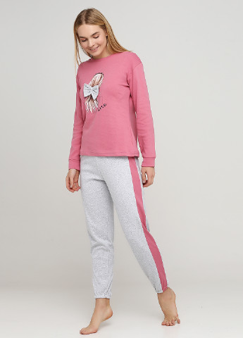 Темно-розовая всесезон пижама (лонгслив, брюки) лонгслив + брюки Fawn