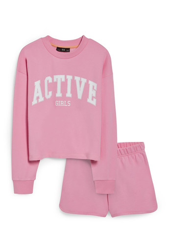 Рожева демісезонна піжама (лонгслів, шорти) лонгслів + шорти C&A