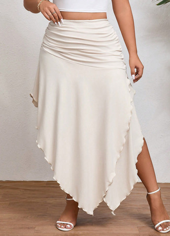 Айвори кэжуал однотонная юбка SHEIN