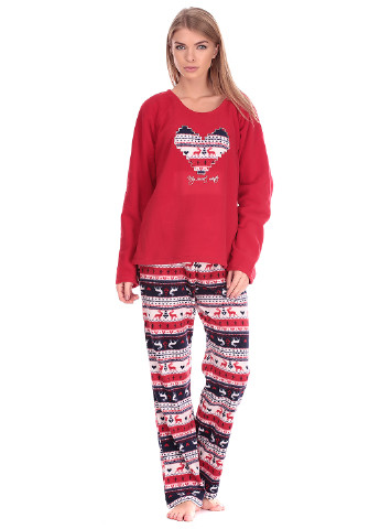 Красная всесезон пижама (кофта, брюки) Homewear Mad