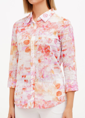 Светло-розовая кэжуал рубашка с цветами Sassofono Club