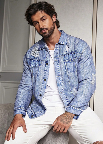 Голубая демисезонная куртка SHEIN