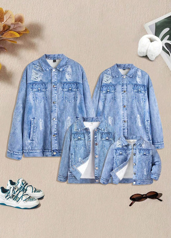 Голубая демисезонная куртка SHEIN