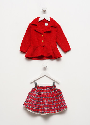 Красный демисезонный комплект (жакет, юбка) FEVZA
