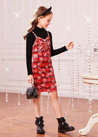 Красный демисезонный комплект (гольф, сарафан) SHEIN