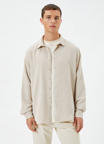 Бежевая кэжуал рубашка однотонная KOTON