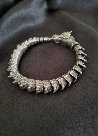 Срібний чоловічий браслет дракон No Brand (254398587)