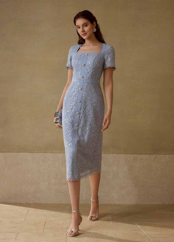 Синя коктейльна, кежуал сукня SHEIN однотонна