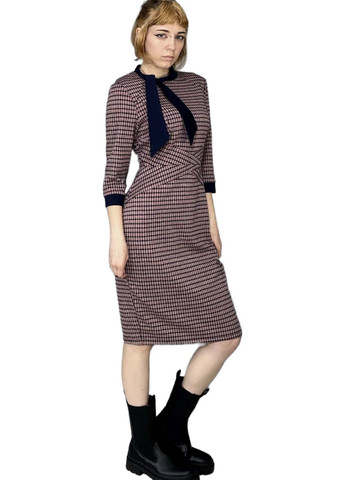 Червона святковий, вечірня, ділова сукня а-силует, футляр No Brand з візерунком "гусяча лапка"