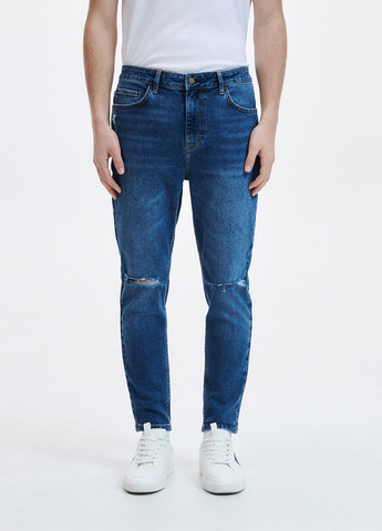 Синие демисезонные слим, каррот фит джинсы Reserved