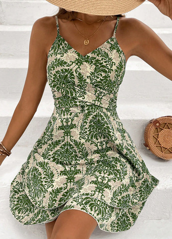 Комбинированное кэжуал платье клеш SHEIN с рисунком