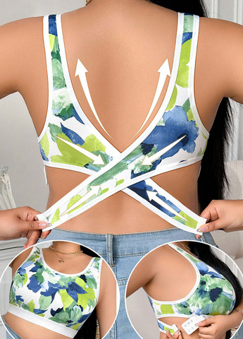 Комбінований топ бюстгальтер SHEIN без кісточок поліестер