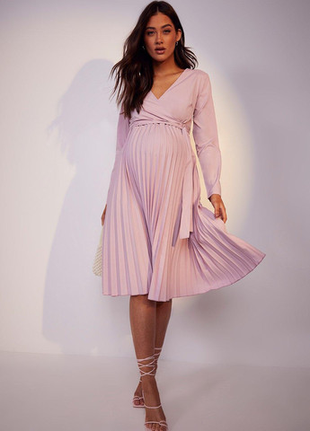 Светло-розовое кэжуал платье плиссированное Boohoo однотонное