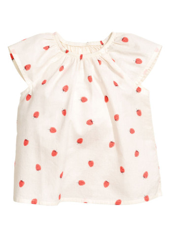 Молочная с рисунком блузка с коротким рукавом H&M летняя