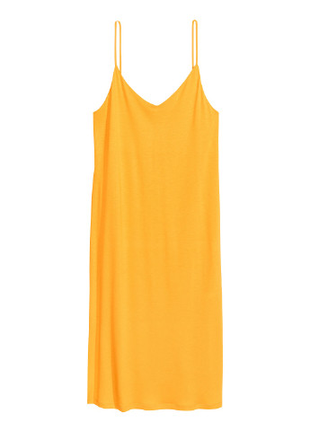 Желтое кэжуал платье платье-майка H&M однотонное