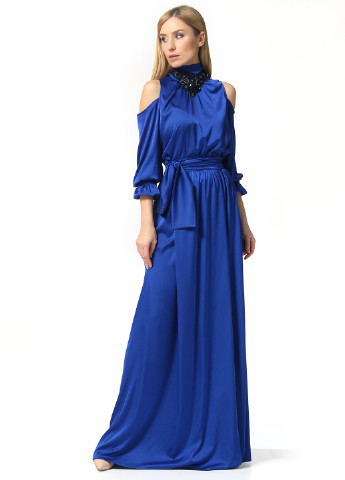 Синее кэжуал платье клеш Lada Lucci однотонное
