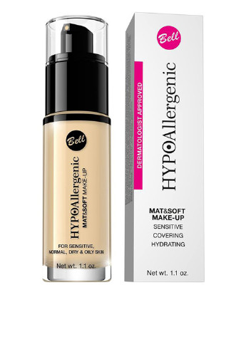 Тональний крем HypoAllergenic Mat & Soft Make-Up №01 Light Beige, 30 г Bell Cosmetics (72778660)